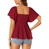 image:imageLYANER Womens Square Neck Cute Peplum TopBurgundy