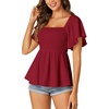 image:imageLYANER Womens Square Neck Cute Peplum TopBurgundy