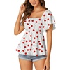 image:imageLYANER Womens Square Neck Cute Peplum TopCherry White
