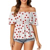image:imageLYANER Womens Square Neck Cute Peplum TopCherry White