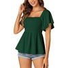 image:imageLYANER Womens Square Neck Cute Peplum TopDark Green01