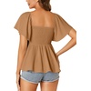 image:imageLYANER Womens Square Neck Cute Peplum TopDark Khaki