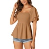 image:imageLYANER Womens Square Neck Cute Peplum TopDark Khaki