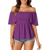 image:imageLYANER Womens Square Neck Cute Peplum TopDark Purple