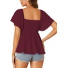 image:imageLYANER Womens Square Neck Cute Peplum TopDark Red