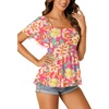 image:imageLYANER Womens Square Neck Cute Peplum TopFloral Rose