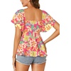 image:imageLYANER Womens Square Neck Cute Peplum TopFloral Rose