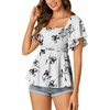 image:imageLYANER Womens Square Neck Cute Peplum TopFloral White