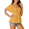 image:imageLYANER Womens Square Neck Cute Peplum TopGinger Yellow