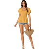 image:imageLYANER Womens Square Neck Cute Peplum TopGinger Yellow