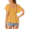 image:imageLYANER Womens Square Neck Cute Peplum TopGinger Yellow