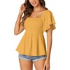 image:imageLYANER Womens Square Neck Cute Peplum TopGinger Yellow