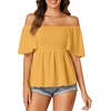 image:imageLYANER Womens Square Neck Cute Peplum TopGinger Yellow
