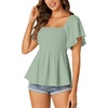 image:imageLYANER Womens Square Neck Cute Peplum TopLight Bean Green