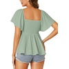 image:imageLYANER Womens Square Neck Cute Peplum TopLight Bean Green