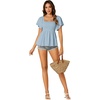 image:imageLYANER Womens Square Neck Cute Peplum TopLight Blue