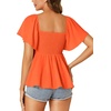 image:imageLYANER Womens Square Neck Cute Peplum TopLight Orange