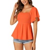 image:imageLYANER Womens Square Neck Cute Peplum TopLight Orange