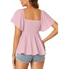 image:imageLYANER Womens Square Neck Cute Peplum TopPink