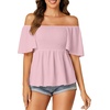 image:imageLYANER Womens Square Neck Cute Peplum TopPink