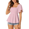 image:imageLYANER Womens Square Neck Cute Peplum TopPink