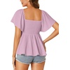 image:imageLYANER Womens Square Neck Cute Peplum TopPurple01