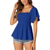 image:imageLYANER Womens Square Neck Cute Peplum TopRoyal Blue