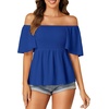 image:imageLYANER Womens Square Neck Cute Peplum TopRoyal Blue