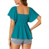 image:imageLYANER Womens Square Neck Cute Peplum TopTeal Blue