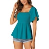 image:imageLYANER Womens Square Neck Cute Peplum TopTeal Blue
