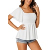 image:imageLYANER Womens Square Neck Cute Peplum TopWhite