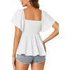 image:imageLYANER Womens Square Neck Cute Peplum TopWhite