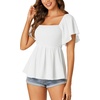 image:imageLYANER Womens Square Neck Cute Peplum TopWhite