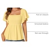 image:imageLYANER Womens Square Neck Cute Peplum TopYellow
