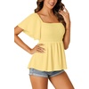 image:imageLYANER Womens Square Neck Cute Peplum TopYellow