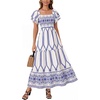 image:imageLYANER Womens Square Neck Midi DressBlue Pattern