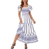 image:imageLYANER Womens Square Neck Midi DressBlue Pattern