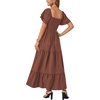 image:imageLYANER Womens Square Neck Midi DressDark Brown