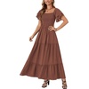image:imageLYANER Womens Square Neck Midi DressDark Brown