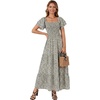 image:imageLYANER Womens Square Neck Midi DressFloral White