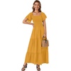 image:imageLYANER Womens Square Neck Midi DressGinger Yellow