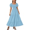 image:imageLYANER Womens Square Neck Midi DressLight Blue