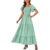 image:imageLYANER Womens Square Neck Midi DressLight Green