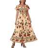 image:imageLYANER Womens Square Neck Midi DressMonstera Deliciosa Flower