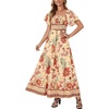 image:imageLYANER Womens Square Neck Midi DressOrange Red Toucan