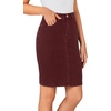 image:imageLYANER Womens Stretch High Waist Denim SkirtDeep Red
