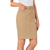 image:imageLYANER Womens Stretch High Waist Denim SkirtLight Khaki