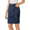 image:imageLYANER Womens Stretch High Waist Denim SkirtPure Dark Blue