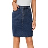 image:imageLYANER Womens Stretch High Waist Denim SkirtPure Dark Blue