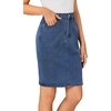 image:imageLYANER Womens Stretch High Waist Denim SkirtPure Navy Blue
